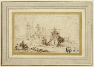 Uma galera toscana e outros navios perto da costa de Stefano della Bella