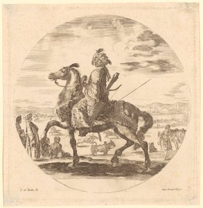 Cavaleiro africano de perfil para a esquerda de Stefano della Bella