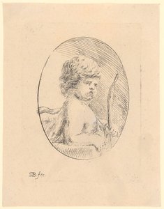 Cupido, busto de perfil para a direita com retrato de três quartos de Stefano della Bella