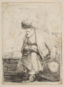 Um velho turco sentado em uma pedra, c. 1662. de Stefano della Bella