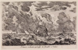 Vistas de portos marítimos (Vues de ports de mer): veleiro a caminho de Calais, partindo de Dover de Stefano della Bella