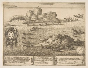 Captura de duas galeras em Byserta, 1628. de Stefano della Bella