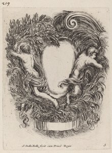 Cartouche com Apollo e Pan de Stefano della Bella