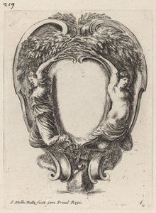 Cartouche com duas ninfas metamorfoseadas em árvores de Stefano della Bella