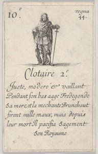 Clotaire 2.-e Juste, moderado ..., de Jogo dos Reis da França Jeu des Rois de Fran ..., 1644. de Stefano della Bella
