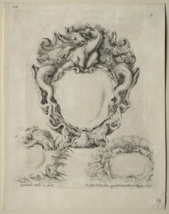 Coleção de vários caprichos e novos desenhos de cartelas e ornamentos: No. 9. de Stefano della Bella