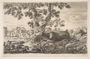Caça ao veado, de Caça de animais Caça de animais diferentes, ca. 1654 de Stefano della Bella
