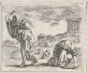 Deucalião e Pirra, do Jogo da Mitologia Jeu de la Mythologie, 1644. de Stefano della Bella
