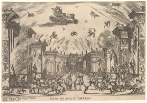 Quinta cena, o Inferno, de «O casamento dos deuses» (Le nozze degli Dei) de Stefano della Bella