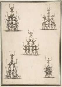 Cinco Grupos de Acrobatas, 1652. de Stefano della Bella