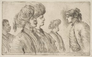 Quatro turcos e um homem negro, ca. 1662 de Stefano della Bella