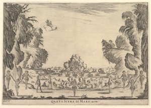 Quarta cena, o mar, de O casamento dos deuses Le nozze degli Dei, 1637. de Stefano della Bella