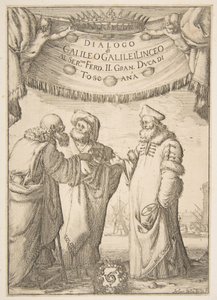 Frontispício para o diálogo de Galileo Galilei, 1632. de Stefano della Bella