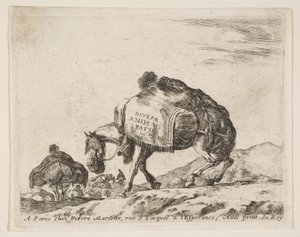 Frontispício para vários animais: Pack Horse, ca. 1641 de Stefano della Bella