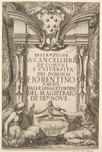 Frontispício para as instruções dos Chanceleres Instruzione a Cancellieri: Medici coat ..., 1635. de Stefano della Bella