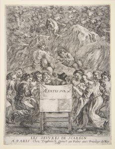 Frontispício para Les Oeuvres de Scarron, 1649. de Stefano della Bella