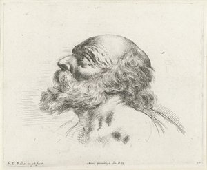 Cabeça de um velho careca com barba, de perfil à esquerda (possivelmente São Pedro)
Os princípios do desenho (título da série)
I principii del disegno (título da série)