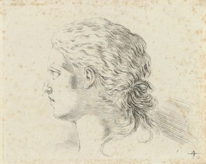 Cabeça de mulher, de perfil para a esquerda de Stefano della Bella
