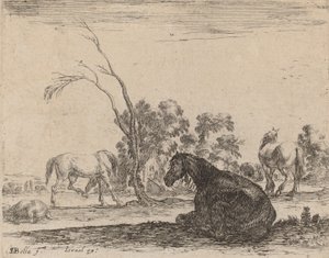 Cavalos em um pasto, 1642. de Stefano della Bella