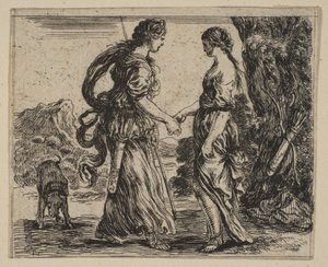 Júpiter e Calisto, de Game of Mythology Jeu de la Mythologie, 1644. de Stefano della Bella