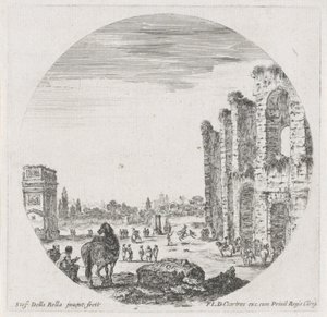 Paisagem com o Coliseu e o Arco de Constantino
Paysages et ruines de Rome (título da série)
Paysages et ruines de Rome (título da série) de Stefano della Bella