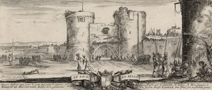 A entrada para uma fortaleza (gravura sobre papel avergoado) de Stefano della Bella