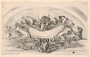 Lunette com Escudos, No. 13 de "Coleção de vários caprichos e nove invenções de pastas e enfeites" de Stefano della Bella