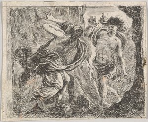 Orfeu e Eurídice, do Jogo da Mitologia Jeu de la Mythologie, 1644. de Stefano della Bella