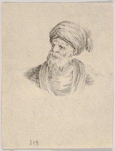 Ilustração 12: busto de um velho turco em um turbante, olhando para a esquerda, de Various ..., 1650.