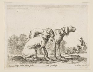 Ilustração 23: dois cães, de Various animals Diversi animali, ca. 1641
