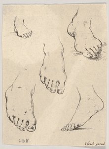 Ilustração 7: Cinco pés, do Livro para aprender a desenhar livre pour apprendre à dessi ..., ca. 1649 de Stefano della Bella