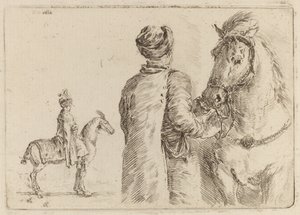 Atendente polonês segurando o freio de um cavalo de Stefano della Bella