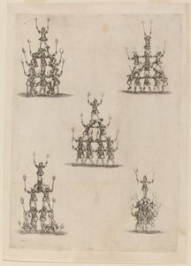 Pirâmides de Malabaristas, 1652. de Stefano della Bella