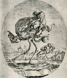 Reprodução de gravura a partir de Conjunto das Cinco Mortes, por Stefano della Bella, 1906. de Stefano della Bella
