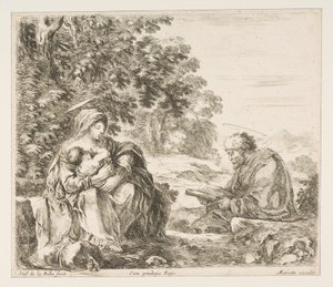 Descanse na fuga para o Egito, ca. 1649 de Stefano della Bella