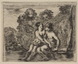 Salmacis e Hermafrodita, do Jogo da Mitologia Jeu de la Mythologie, 1644. de Stefano della Bella