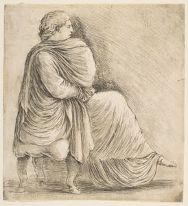 Mulher sentada no perfil após Antique Bas Relief, ca. 1660 de Stefano della Bella