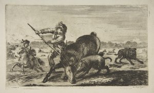 Veado na baía, de Animal hunts Hunts for Different Animals, ca. 1654 de Stefano della Bella