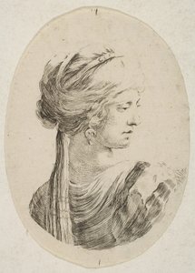 Sultana usando um turbante, de perfil à direita, de 