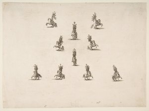 Dez Cavaliers, incluindo cinco formando um V, 1652. de Stefano della Bella