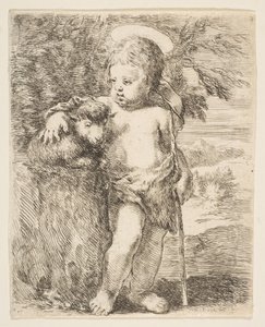 O infante São João Batista com seu Cordeiro, ca. 1649 de Stefano della Bella