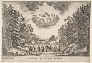 O Casamento dos Deuses: Segunda Cena, Diana, 1637. de Stefano della Bella