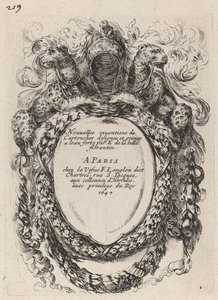 Página de título para "Novas invenções de cartuchos" de Stefano della Bella