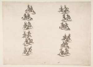 Vinte e quatro Cavaliers lutando em duas colunas, 1652. de Stefano della Bella