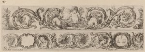 Duas Faixas Ornamentais com Cupido e Cabeças das Quatro Estações de Stefano della Bella