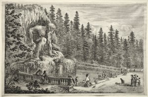Vistas da Villa de Pratolino: Estátua Colossal dos Apeninos de Stefano della Bella
