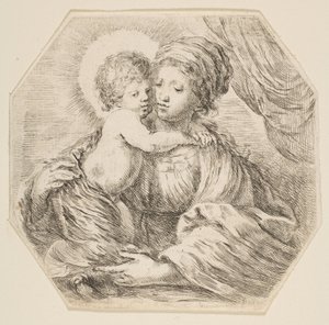 Virgin and Christ Child, uma composição octogonal, ca. 1649 de Stefano della Bella