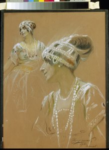 Portrait de la ballerine Vera Fokina (1886-1958) (Portrait of the Ballet Dancer V. Fokina). Oeuvre de Stepan Fyodorovich Chuprinenko (1870-?), pastel sur carton de Stepan Fyodorovich Chuprinenko