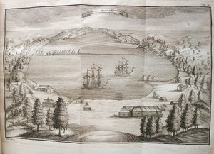 Vista do porto de Petropavlovsk, 1755 de Stepan Petrovich Krasheninnikov