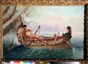 Dans un bateau (Num barco). Peinture de Stepan Vladislavovich Bakalovich (1857-1947). Huile sur toile
